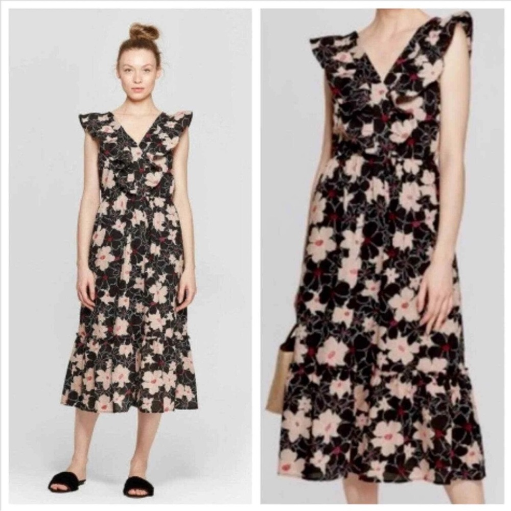 Who What Wear Ruffle Floral Dress size Large